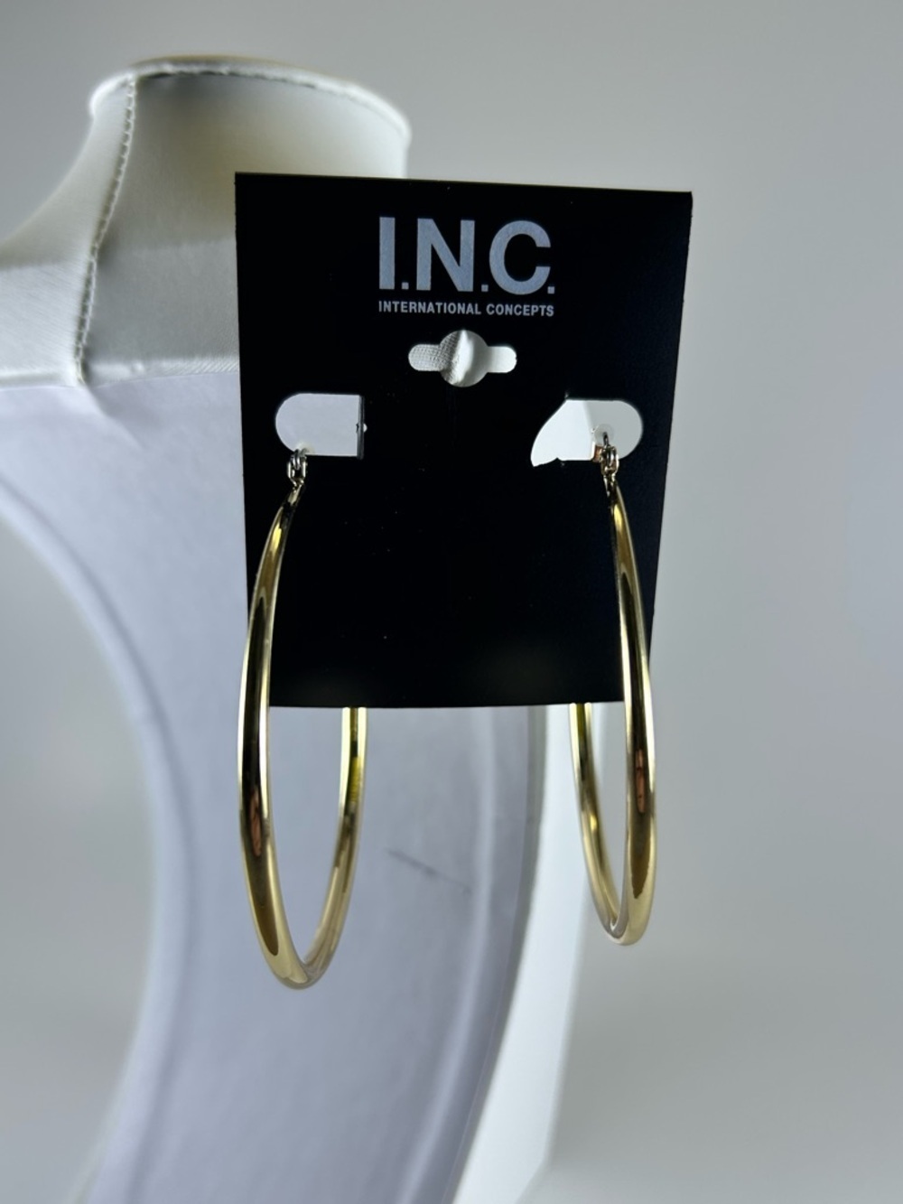 INC International Concepts Shiny Gold Large Hoop Earrings